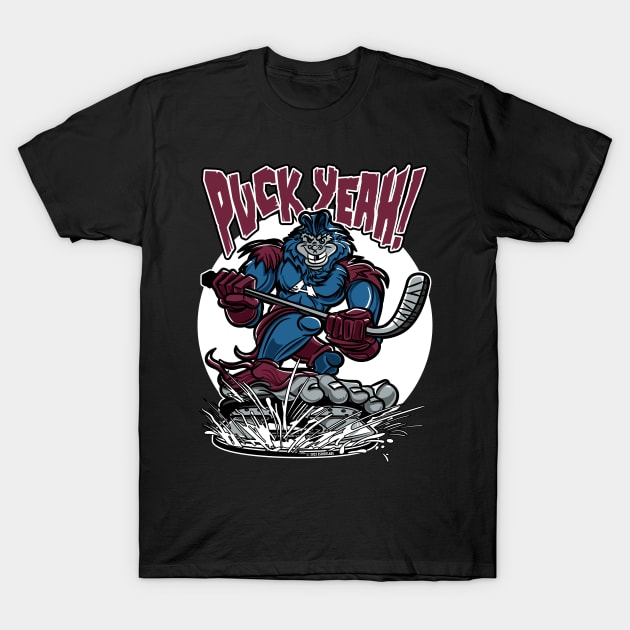 Puck Yeah Bigfoot Hockey Player Mascot T-Shirt by eShirtLabs